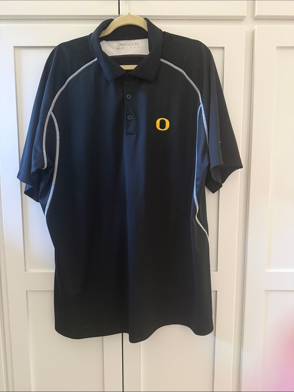 Nike Black Polo with Yellow 'O' Logo